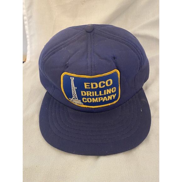 Ya Other - Vintage Edco Drilling Company Patch Hat Dad Cap Snapback Blue Cotton Foam Truck
